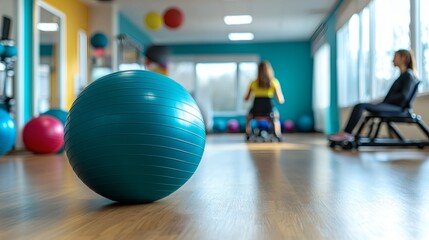 Inclusive physical fitness programs featuring participants of all abilities Stock Photo with side copy space