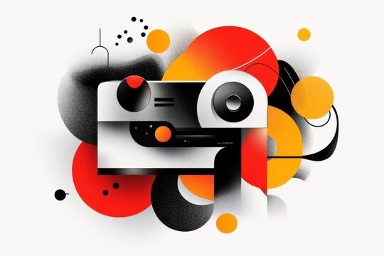 abstract projector art, red, black, white, orange shapes clip art preview