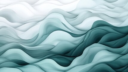 Obraz premium Gentle flowing waves in pastel mint and gray create a textured gradient landscape