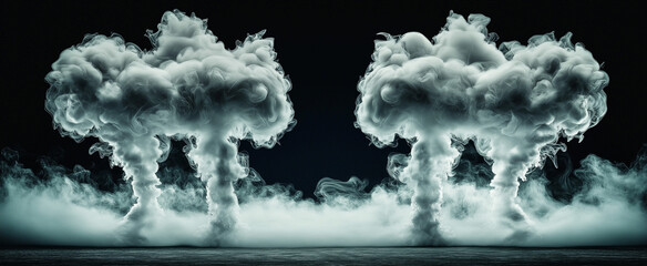 Black and White Photograph of Moving Smoke on Black Background – Mysterious and Ethereal Abstract Design with Depth and Contrast