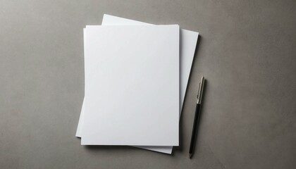 Flat lay of blank paper on a concrete background for a modern vibe