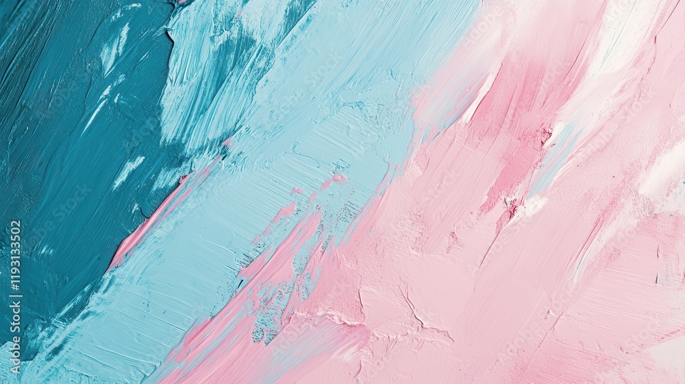 Poster pastel teal and pink natural paint strokes create a textured minimalist backdrop for artistic expres