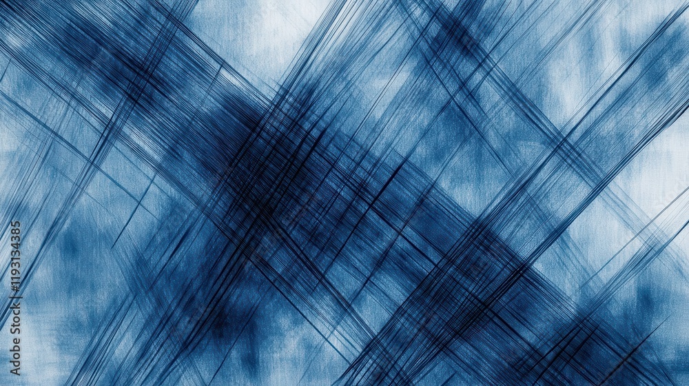 Poster Modern design with blue pencil strokes and bold black lines creating a striking gradient effect
