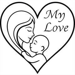 mother and baby vector 