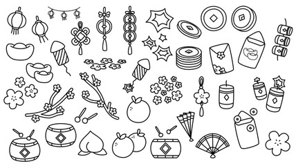 Chinese New Year element Outline coloring image