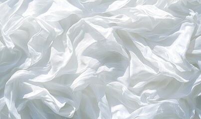 Obraz premium White silk fabric texture background, flowing drapery, soft folds, elegant design element