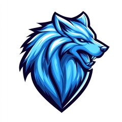 Fototapeta premium Ice wolf head mascot, gaming logo, white background, esports