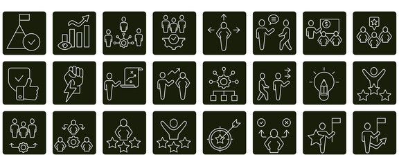 Leadership icons set. Set of editable stroke icons.Set of Leadership