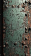 Fototapeta premium Metal surface showcasing tarnished green, oxidized brown, and charcoal black hues, creating a vintage and industrial atmosphere