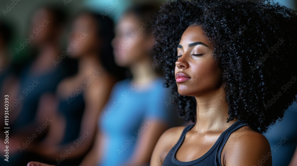 Poster 12011935 08 holistic health approaches shown through a diverse group practicing meditation stock pho