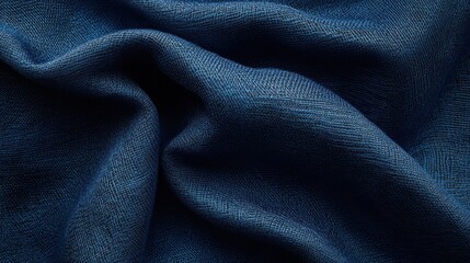 Fototapeta premium Luxurious deep navy blue fabric with subtle gradients creating a cozy and elegant texture for various uses