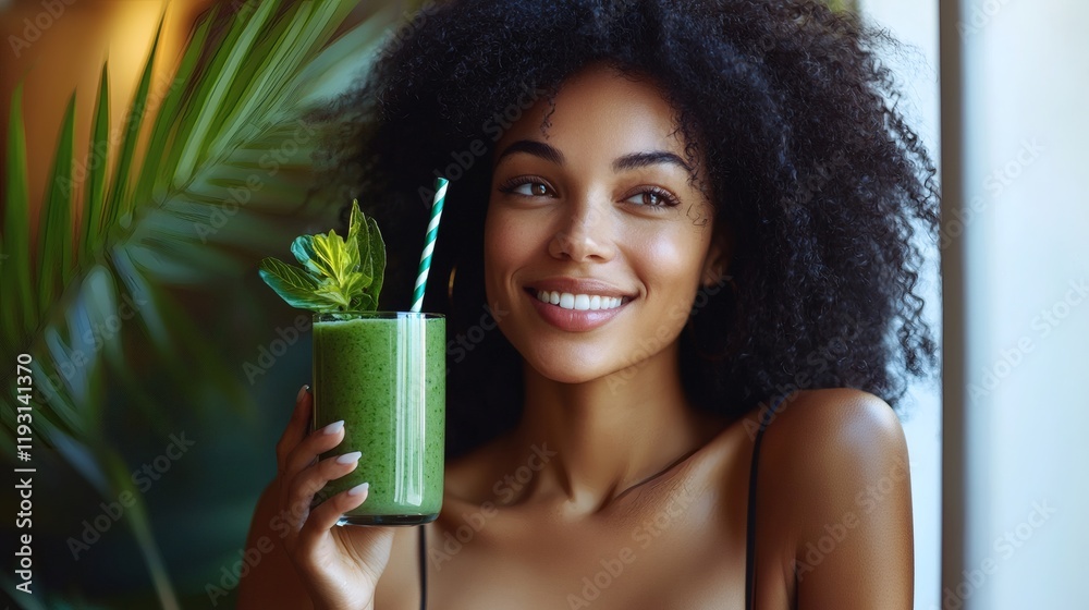 Poster 12011935 15 holistic health approaches captured with a smiling person enjoying a green smoothie stoc