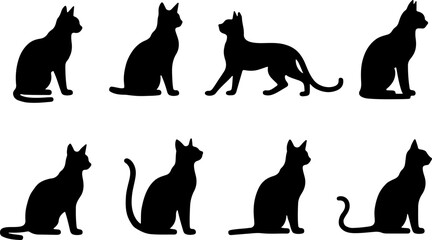 A cat silhouettes pet animals graphics set