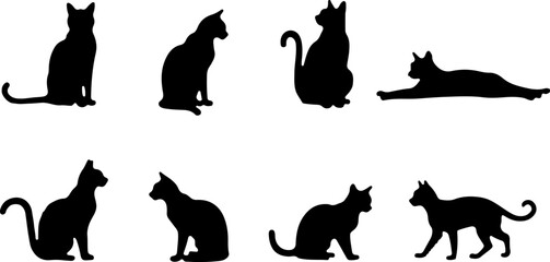 A cat silhouettes pet animals graphics set