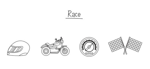 Motorsport and Auto Racing vector icons