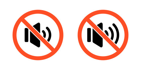 Sound forbidden icon isolated on white background. Audio prohibition sign symbol