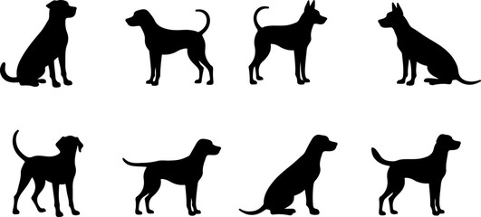 A dog silhouettes pet animals graphics set