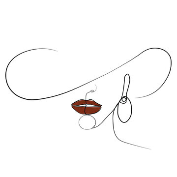 woman face line art with hat clip art preview