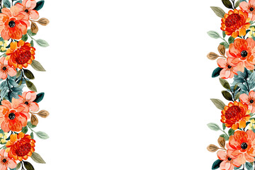 Watercolor flowers frame, background for design.