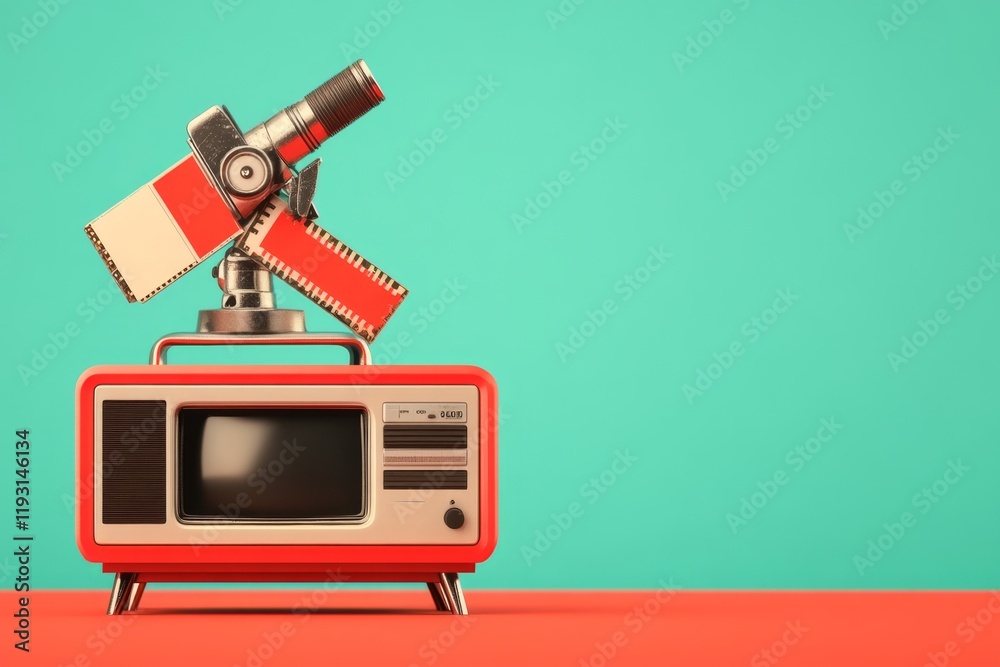 Poster A minimalist depiction of a classic VCR, with clean lines and a single VHS tape partially inserted, rendered in muted retro tones