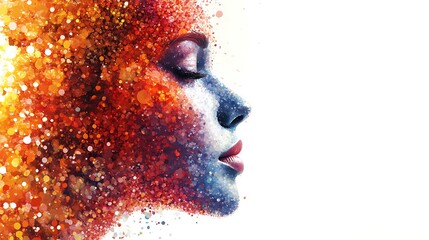 Artistic portrait of a woman abstract style colorful background conceptual