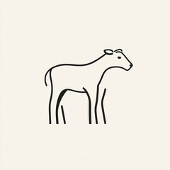 Obraz premium Simple line drawing of a young goat; pastoral scene; farm animal illustration; for children's book