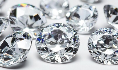 Sparkling diamonds on white background, ideal for luxury or jewelry themes