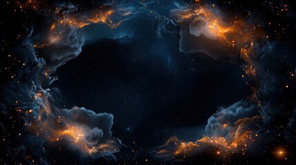 Celestial Fantasy Scene with Detailed Accents and Cosmic Borders Emphasizing Ethereal Vistas in Space