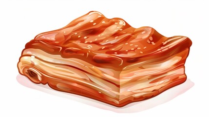 Delicious Baked Pork Belly on White Background - Culinary Photography