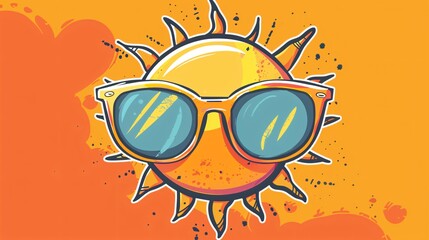 Summer Sun Wearing Sunglasses Vector Illustration Cart