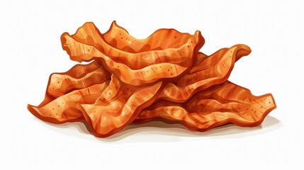 Crispy Fried Crackling on White Background for Culinary Designs