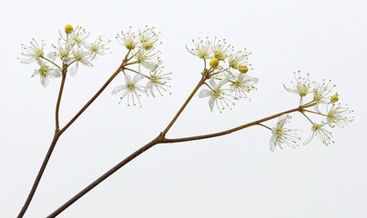 Obraz premium White blossoms on branches against a bright background, ideal for spring themes