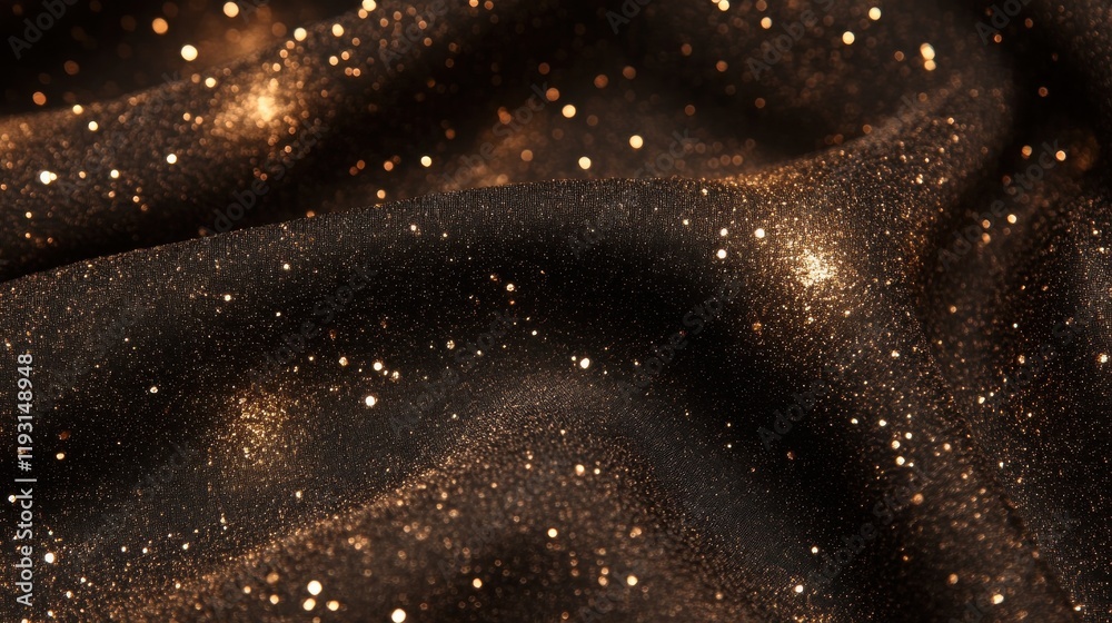 Poster Soft beige and copper sparkles blend beautifully on dark fabric creating a captivating visual texture