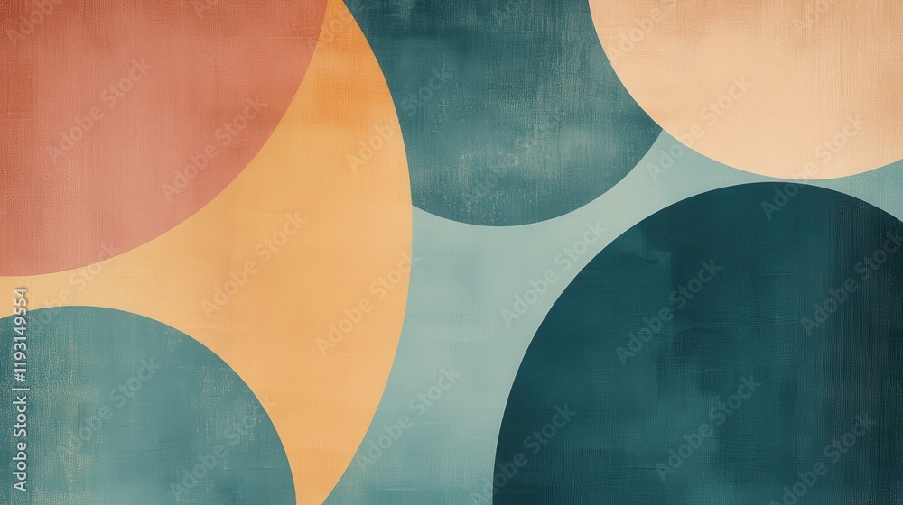 Poster soft pastel amber and teal incomplete shapes create a modern abstract design