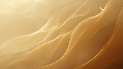 Abstract golden waves texture with soft luminous effect and crescent moon detail