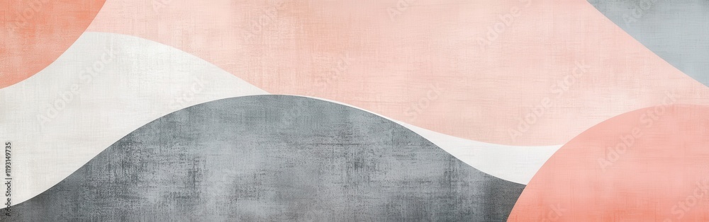 Poster smooth pastel strokes create calming arcs in shades of peach and gray for relaxing decor