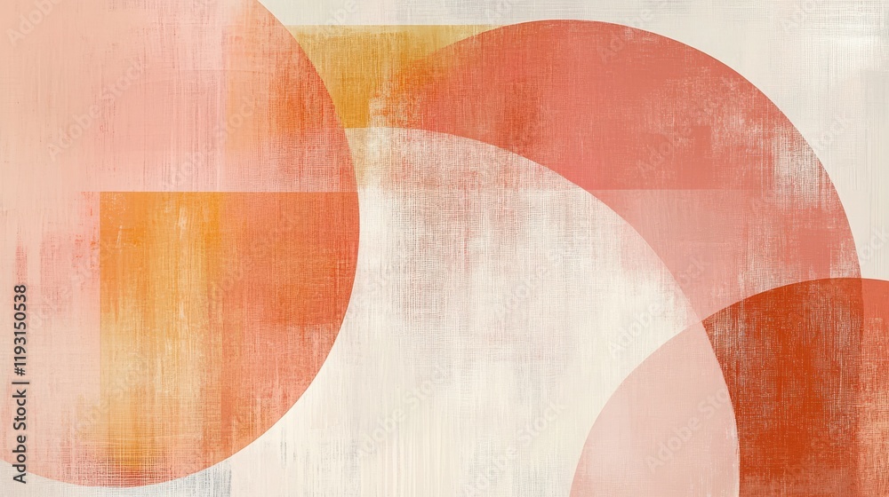 Poster minimalist pencil strokes create soothing half-circles in warm tones on a textured background