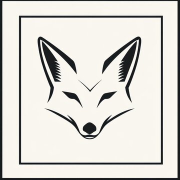 Fox head illustration, simple design, white background, graphic art, ideal for logo or print