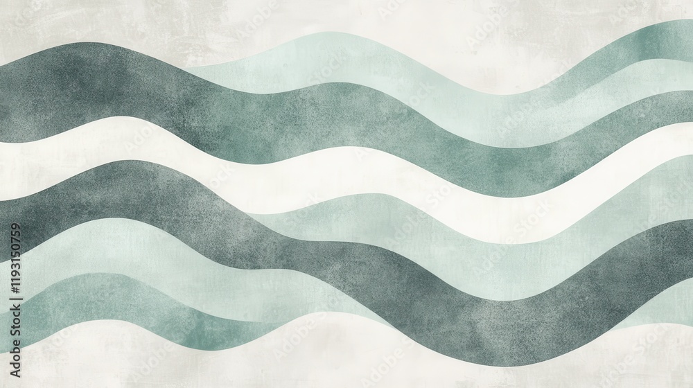 Poster Wavy patterns created with minimalist pencil strokes in soothing tones for an artistic touch