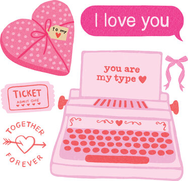 Valentine's Day Love Feeling Relationship Elements Hand Drawn Illustration 
