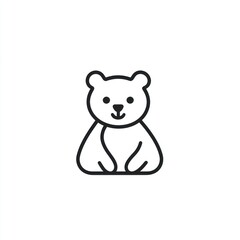 Naklejka premium Cute cartoon polar bear sitting, white background, children's book illustration