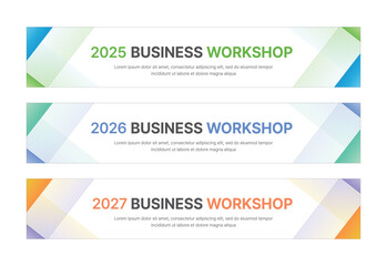 Set of business banner design templates in modern, abstract pattern style for seminar, conference, workshop, event and presentations. Layout design template for banner, flyer, brochure, panel etc.