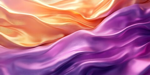 Obraz premium Purple and gold silk fabric waves. Abstract luxury textile background for design
