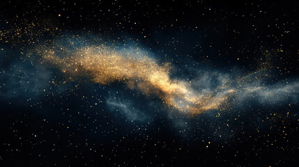 Fototapeta premium stunning cosmic scene featuring blue and gold galaxy with stars