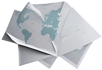 A folded map icon featuring visible creases, symbolizing navigation, travel, and exploration. Perfect for digital designs related to adventure, wayfinding, and geographic tools.PNG