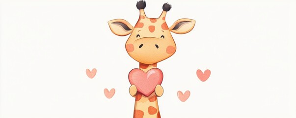 Heartwarming giraffe cartoon playful safari in a cheerful jungle