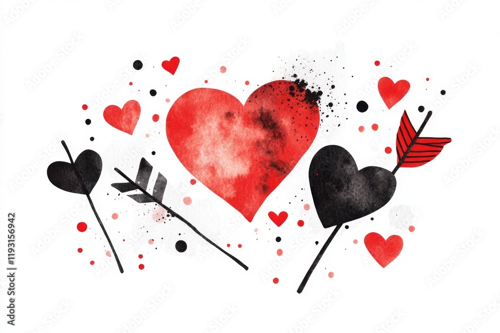 Poster A simple graphic of a heart pierced by an arrow, with clean lines and vibrant red tones on a white backdrop