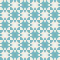 Geometric pattern with circles and flowers accents, seamless repeating patterns, vector art style, simple shapes, flat color blocks, retro design