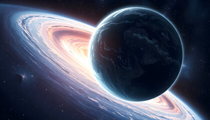 planet earth in space, color sketch, with white tones