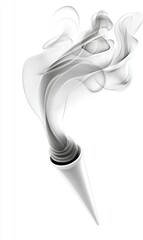 White smoke billowing from a cone on a white background, ideal for abstract concepts